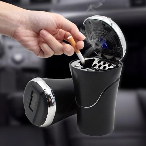 Car ashtray, solar energy with light and cover, creative car interior, car accessories N09B