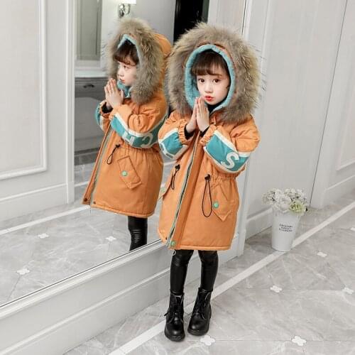 FYH Children Winter Down Jacket for Girls Warm Thicken Parka Baby Kids Long Coat with Fleece 2020 Winter Outerwear Clothes 4-14Y