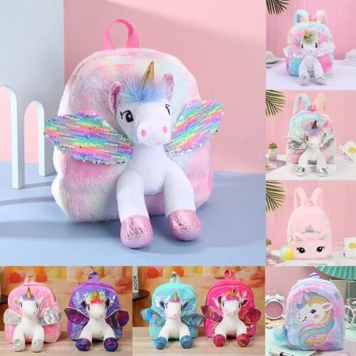 Baby Kids 3D Plush Unicorn Backpacks for Little Girls and Boys Unicorn Toy Schoolbag Children Birthday Party Plush Toy Gifts