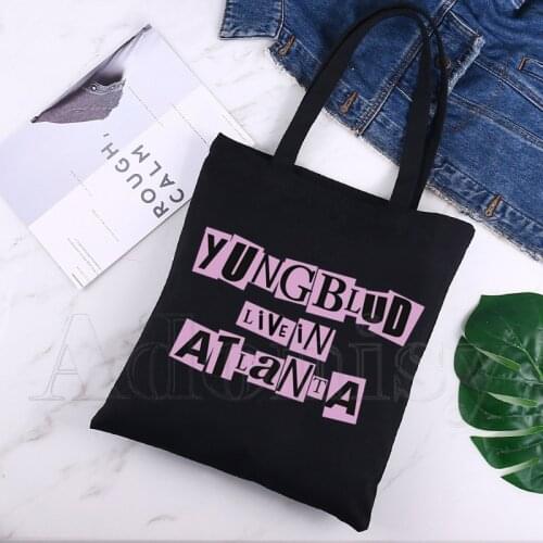 Yungblud Design Shoulder Canvas Bags Large Capacity College Harajuku Handbag Women Bag Shopping Bag Black