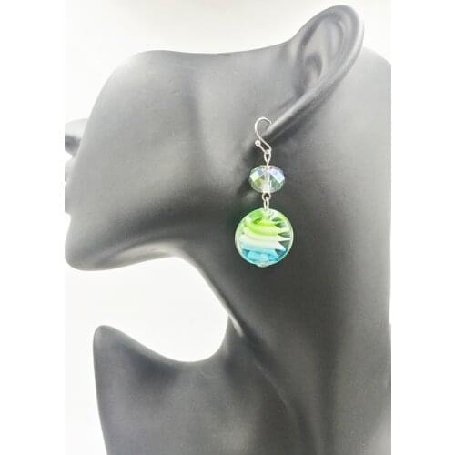 Aesthetic Earrings 2020 Trendy Love Green Earrings Pendants Green Glass Earrings Womens Decorations for Girls Jewelry Christmas