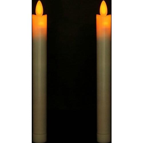 2pieces Amber light Moving wick Taper bougie led Remote or Not remote Dancing Battery Operated Flameless Stick Candles Bar Home