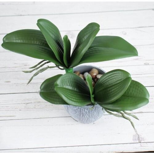 Artificial Plants Simulation Green Moth Orchid Leaves PU Phalaenopsis Decorative Flowers Micro Landscape Home Wedding Decoration