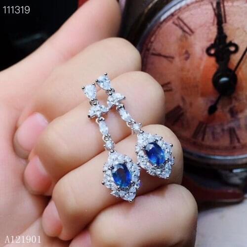 KJJEAXCMY Supporting detection Supporting Detection of 925 Silver Sapphire Earrings and Earrings