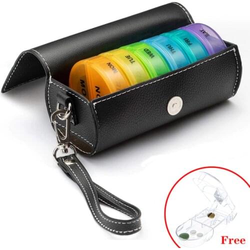 Pill Box 7 Days Travel Weekly Medicine Organizer Case Round Container Day And Night Marking Pill Sorting Vitamin Fish Oil