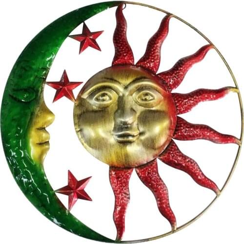 Sun Moon Metal Wall Art Decoration Ironthree-dimensional Metal Ornament Wrought Iron And Baking Varnish For Indoor And Outdoor