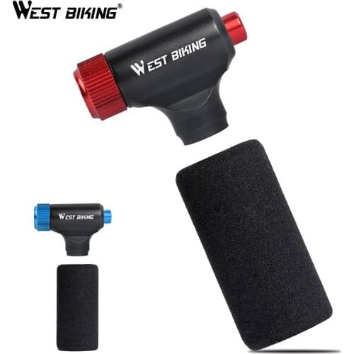 WEST BIKING Mini Bicycle CO2 Pump Fit Schrader Presta Adapter Bike Pump Inflator Aluminum Button Bicycle Pump NO CO2 Cartridge