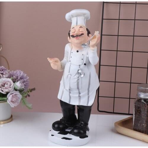 European Style Chef Model Mini Cook Statue Resin Crafts Chef Figurine Kitchen Home Decoration Restaurant Cafe Cake Shop Ornament