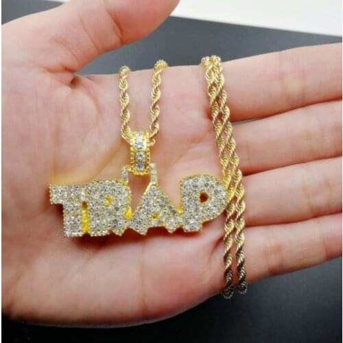 Cool Fashion Punk Hip Hop Crystal TRAP Pendant Necklace Men Jewelry wholesale