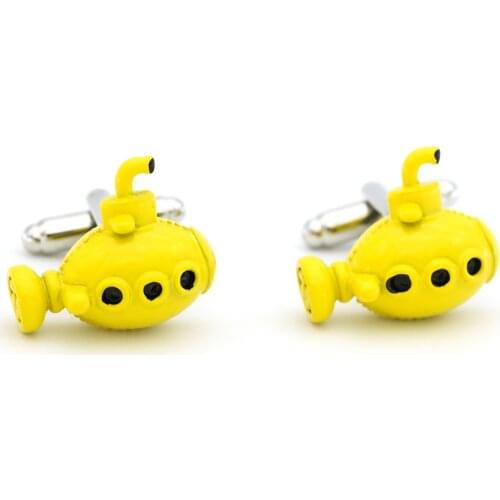 Mens Submarine Cuff Links Copper Material Yellow Color