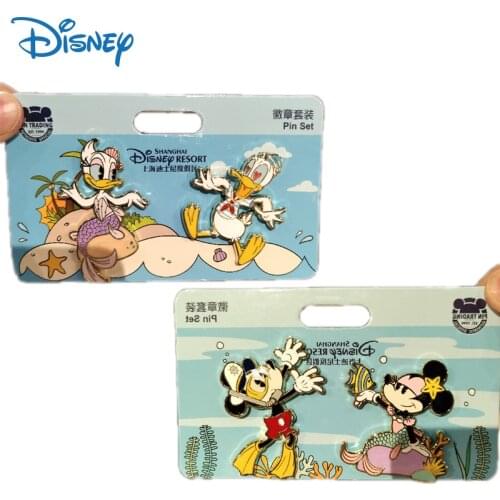 2021 New Disney Genuine Mickey Minnie Mouse Badge Donald Duck Kawaii Cartoon Anime Figures Collection Model Pin Set Kids Gifts