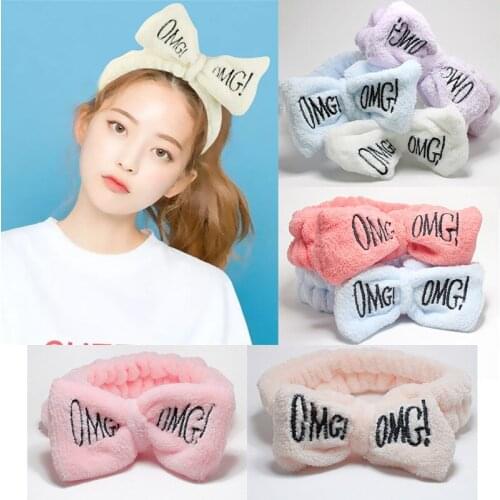 New Washing Face Turban Makeup Accessories Bow Hairband Hair Turban New OMG Headband Women Head Wrap Soft Coral Fleece