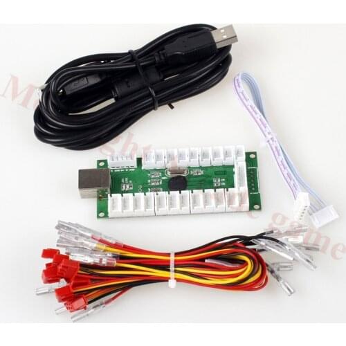 Zero Delay USB Encoder to PC Joystick Set For LED Arcade Joystick DIY Kit Controller Part Mame Games (5Pin Cable+3Pin Wire)