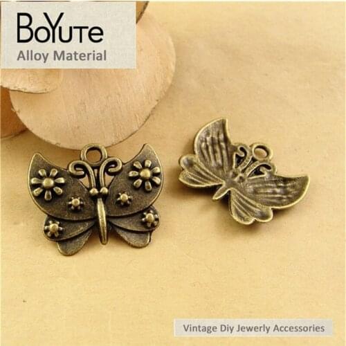 BoYuTe (40 Pieces/Lot) 25*20MM Antique Bronze Plated Zinc Alloy Butterfly Charms Pendant for Diy Jewelry Making