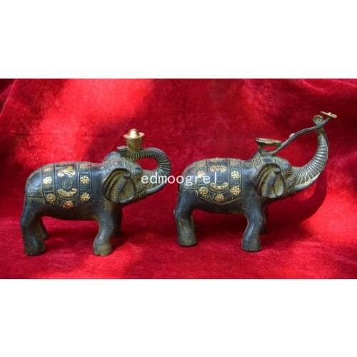 Rare Qing Dynast bronze elephant Statue/ Sculpture,elephant send money,A Pair,free shipping