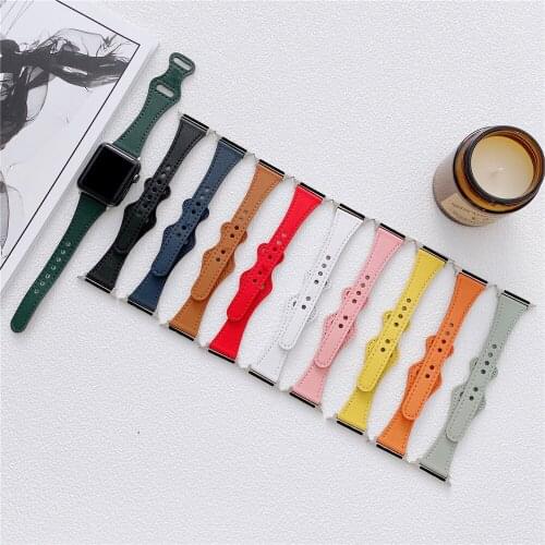 Genuine Leather Strap for Apple Watch Strap 38mm 42mm 44mm 40mm Woman Leather Watch Band for Iwatch 6 Se 5 4 3 2 1 Wrist Band