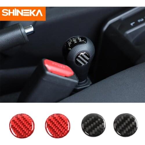 SHINEKA Interior Mouldings For Suzuki Jimny 2019+Carbon Fiber Car Gear Shift Knob Head Cover Trim Sticker For Suzuki Jimny 2019