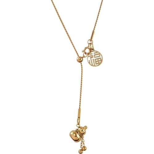 Titanium steel does not fade Zhaocai calabash necklace with light luxury and high-grade original design Xifu clavicle chain