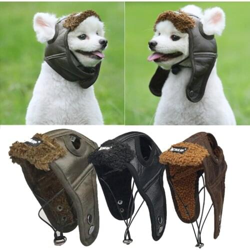 Funny Autumn Winter Cute Pet Aviator Cap Costume Cosplay Windproof Pilot Hat for Small Medium Large Dogs S-XXL