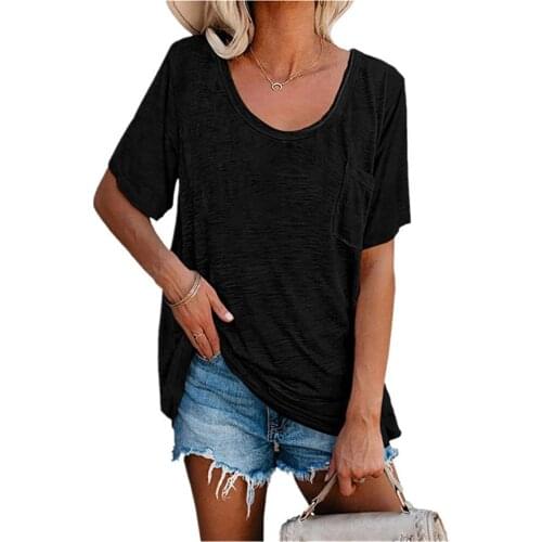 2021 Summer Fashion Casual T Shirt Women Solid Color O Neck Short Sleeve Elastic Basic Long T-Shirt Loose Streetwear T-Shirt Top