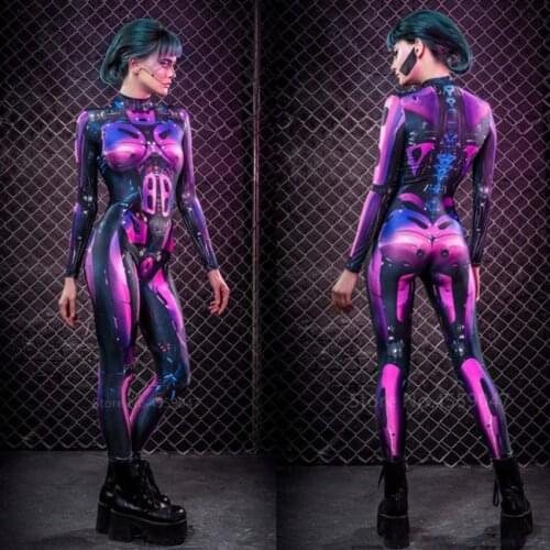 Women Halloween Costumes Robot Warrior Cosplay Clothing Ladies Sexy Gothic Fancy Jumpsuit Science Steampunk Outsuit Party Wear