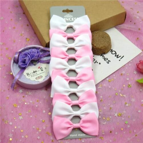 10PCS/Lot Cute Milk Pink White With Clip Grosgrain Ribbon Bow Hairpins 2020 Scrunchie Korean CLIP Hair Accessories For Baby Girl