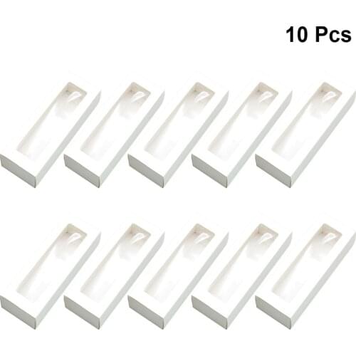 10pcs Macaron Cookie Boxes with Window Kraft White Board Paper Gift Cases PVC Boxe Cookie Containers Home Holiday Party Supplies