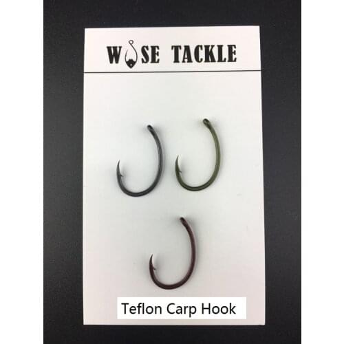 20PCS Extra Wide Gape with Curved Shank & Off Set Point-Teflon Coated Carp Hooks-Barbed for Carp Fishings-FISHHOOKS