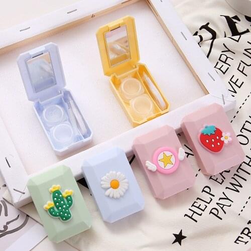 2021 Cute Glasses Cosmetic Contact Lenses Box Contact Lens Case for Eyes Travel Kit Holder Container Travel Accessaries