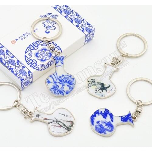 30piece/lot Blue and white porcelain key fastener Pendant Special Chinese style gifts Party colleagues gifts