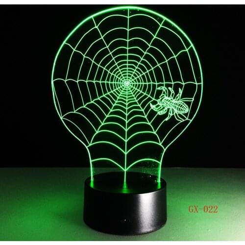 Spider Web 3D Illusion LED Night Light 7Colors Table Lamp Novelty Product light with Touch Button Children Gift Drop Ship GX-022