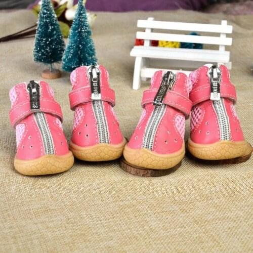 4pcs/set Waterproof Shoes for small Dogs PU Leather Dog Boots Anti-slip Sneaker for Chihuahua Yorkies #2