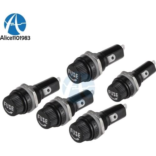 5pcs 5*20mm Fuse Holders 5X20mm Black Insurance Tube Socket Fuse Holder For 5*20 Insurance Panel Mount Fuse Holder