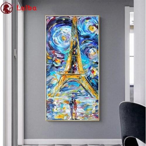 5d diamond painting Abstract famous landscape art, Tower of Paris, lovers full novelty 2020 mosaic art diamond embroidery