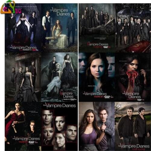 5D Diamond Painting for Home Vampire Diaries Posters Square Round Diamond Embroidery Set Mural Art Cross Stitch Kit Handmade