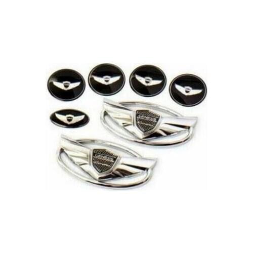 7PCS/set 3D Badge Emblems Front +Rear +Steering Wheels fit For 2010-2015 GENESIS COUPE Car Styling