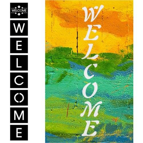 8PCS/Set Large Size WELCOME Stencils Welcome Reusable Stencils for Front Door Walls Porch Painting on Wood Art DIY Projects