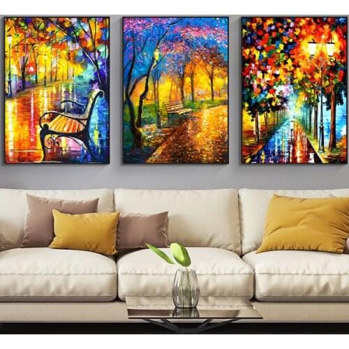 Diamond Art City landscape Park Chair full square round Diamond Painting cross stitch Diamond mosaic embroidery rhinestone Decor