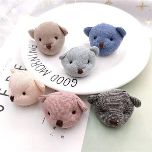 5PCS/Lot plush cartoon bear head Applique Crafts for Children Socks and Gloves Accessories