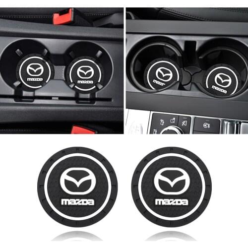 2PC Car Accessories Coaster Interior Decoration Non-Slip Silicone Mat Water Coaste for Mazda 2 3 6 MX-5 MX-30 Auto Accessories