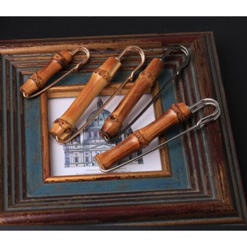 Natural Wood Bamboo Metal Brooches Brooch Pins Graceful High-grade Vintage Bamboo Brooch Fashion Jewelry For Unisex Decorate
