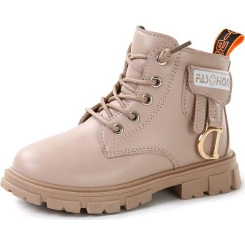 Childrens Martin Boots Girls' Boots Autumn and Winter Warm Boots Childrens Shoes British Style Girls' Leather Boots 26-36