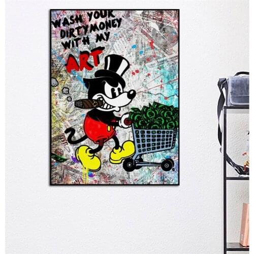 Disney Canvas Painting Wall Art Poster Print Abstract Art Mickey Mouse Picture For Living Kids Room Home Decoration Unique Gift