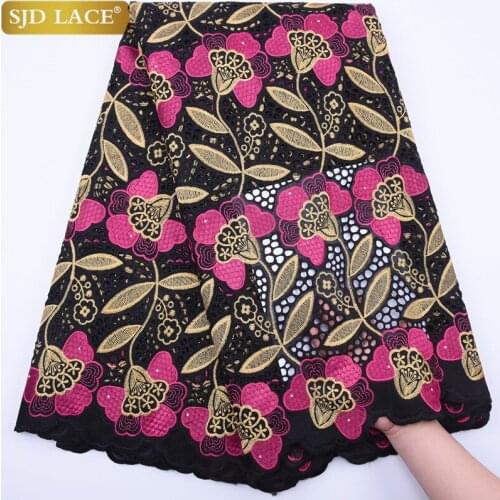 SJD LACE African Lace Fabric 2020 High Quality Swiss Voile Lace In Switzerland Embroiderey Punch Cotton For Wedding Dress A1813