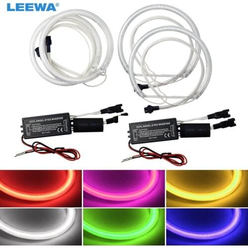 LEEWA 2x106mm/2x131mm Car CCFL Halo Rings Angel Eyes LED Headlights for BMW 3 Series 4-door Saloon E90 White/Blue/Green #CA3429