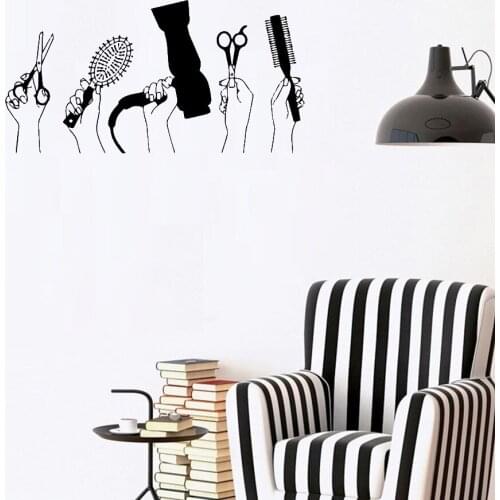 Cute Hair Salon Wall Sticker Art Home Decoration Modern Fashion Haircut Wall Stickers decal Bathroom Vinyl DW9034