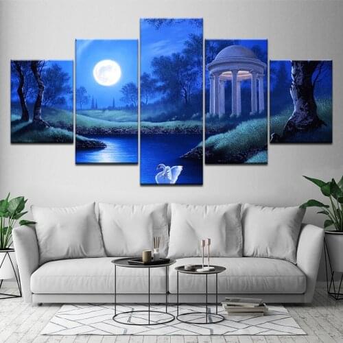 Modular Modern Home Wall Art Decor Canvas Pictures Frame Rainbow Fairy Tale Poster 5 Pieces moon Painting HD Prints Artwork