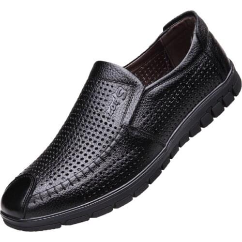 New 2020 Designer Casual Genuine Leather Shoes Men Summer Breathable Holes Brand Flat loafers Shoes for Men Zapatos Hombe