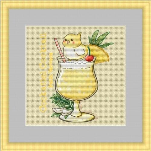 Pineapple juice 21-24 Cross Stitch Set DIY Kit Embroidery Needlework Craft Packages Cotton Fabric Floss