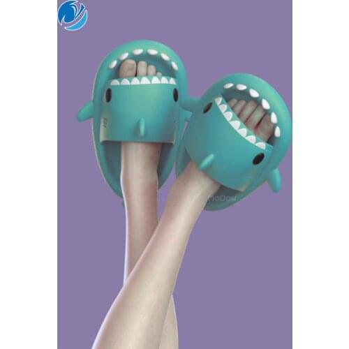 Mo Dou 2021 New Summer Slippers Lovely Shark Shape Slides Outdoor Women Shoes Kids Children Flip Flops Men Couples Cartoon EVA